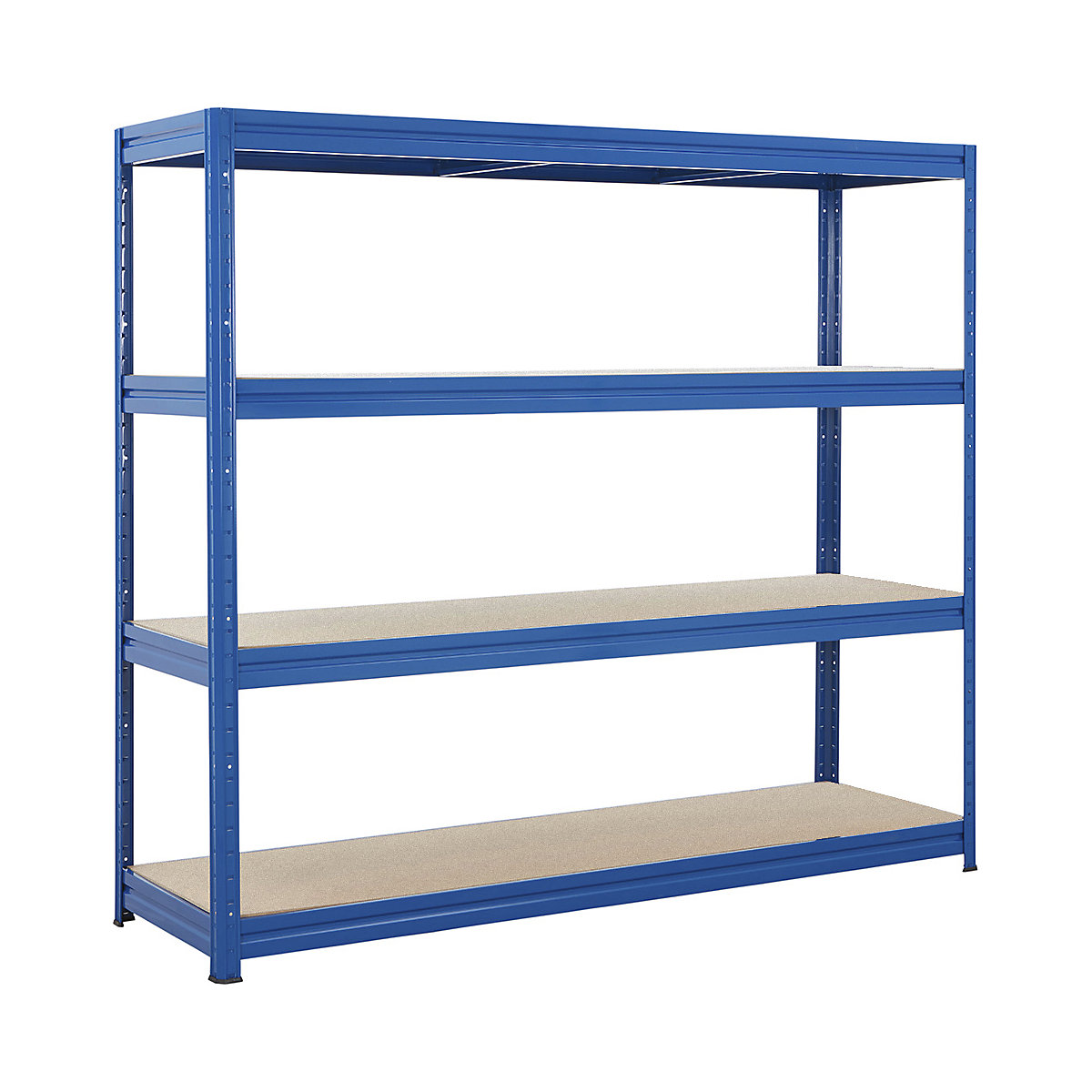BiGDUG Essentials Longspan Shelving, BiGDUG Essentials Longspan Shelving, BiGDUG Essentials Longspan Shelving | 1770h x 2000w x 600d mm | Blue | 4 Levels | 15mm Chipboard | 500kg UDL-3