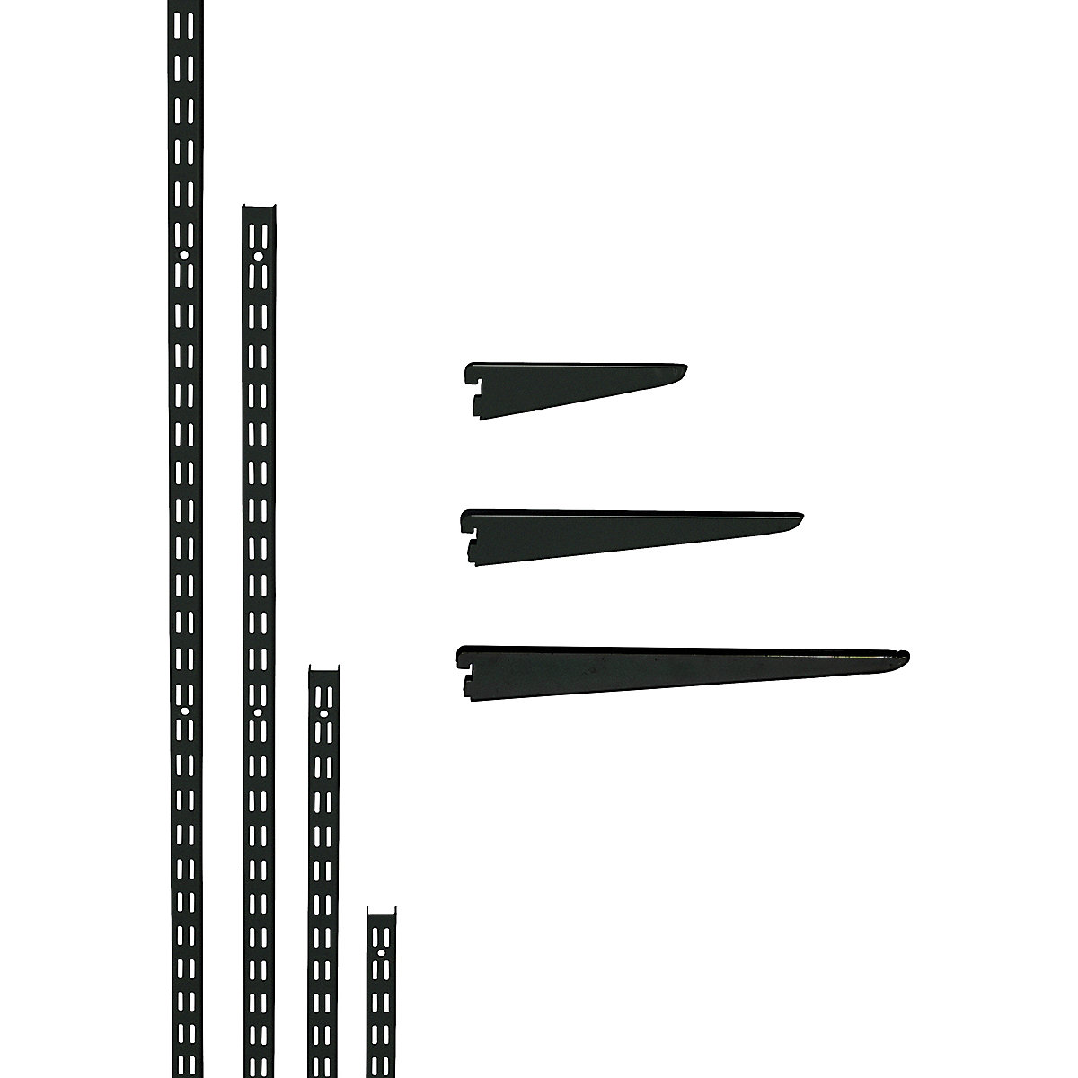 TwinSlot Light-Duty Custom-Build Wall Mounted Shelving System - Matt Black