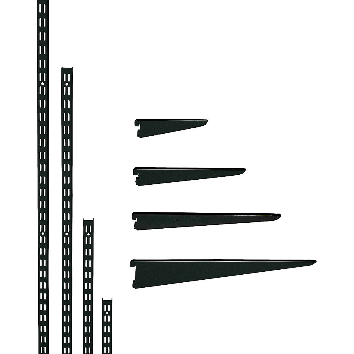 TwinSlot Light-Duty Custom-Build Wall Mounted Shelving System - Matt Black, TwinSlot Light-Duty Custom-Build Wall Mounted Shelving System - Matt Black, TwinSlot Shelving Light-Duty Matt Black Upright, 1000mm High-2