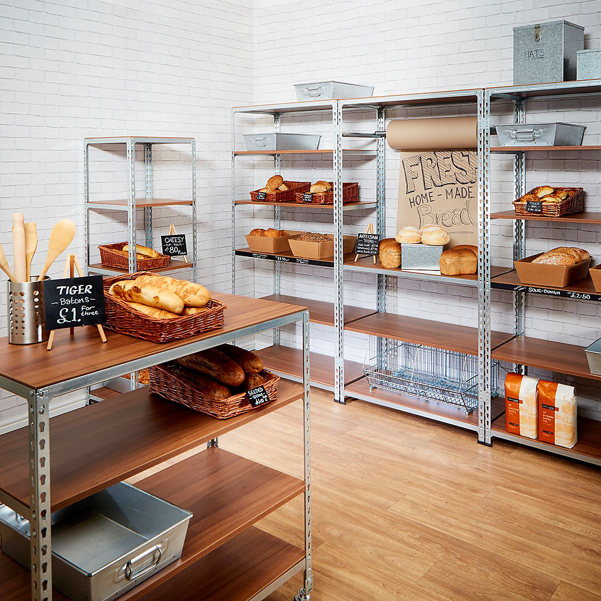 BiGDUG Silver & Walnut Display Shelving