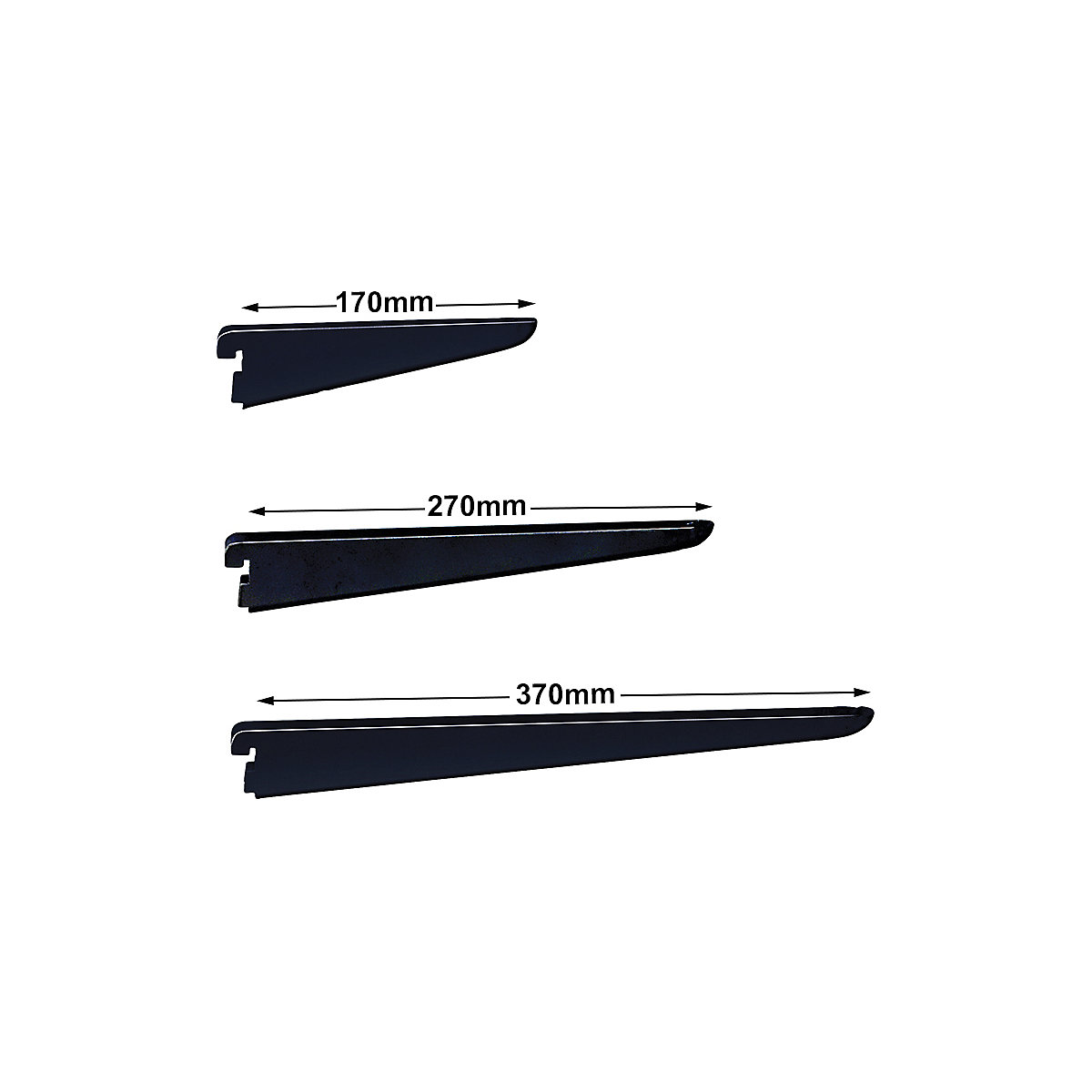 TwinSlot Light-Duty Custom-Build Wall Mounted Shelving System - Matt Black (Product illustration 3)-2