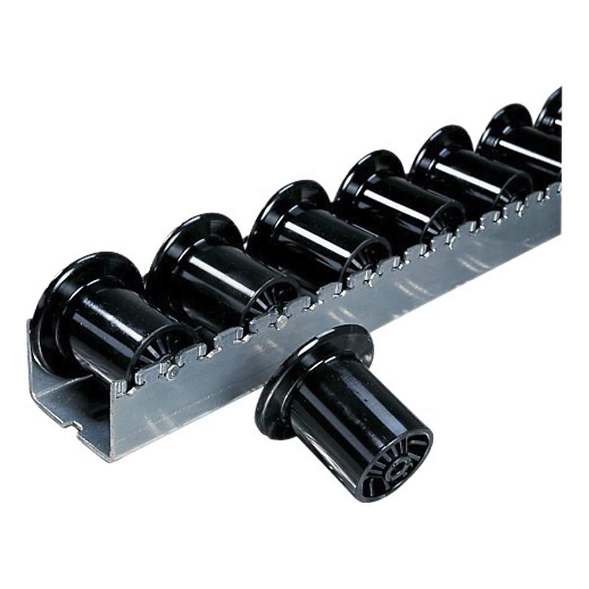 Heavy Duty Roller Track with Black Flanged PVC Rollers