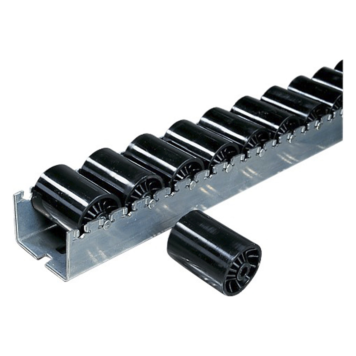 Heavy Duty Roller Track with Black PVC Rollers