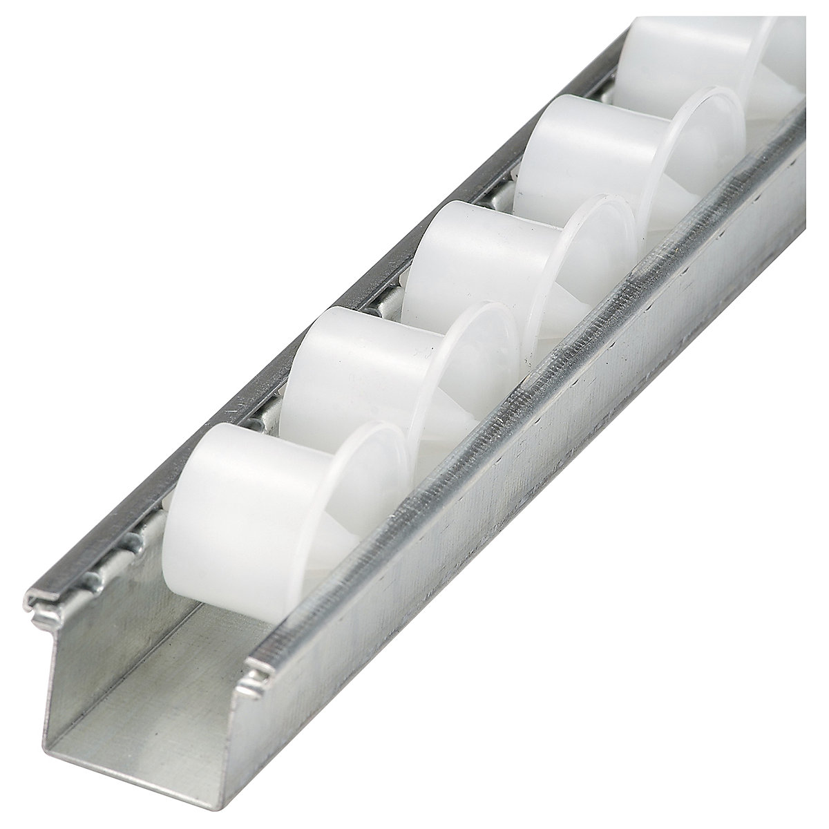 Medium Duty Roller Track with Flanged White Plastic Rollers