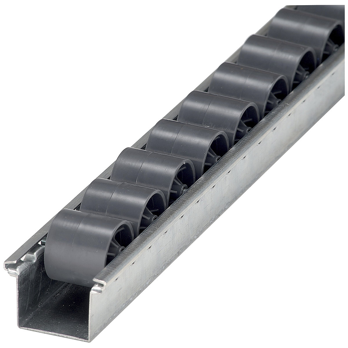 Medium Duty Roller Track with Grey Rollers & Steel Axle