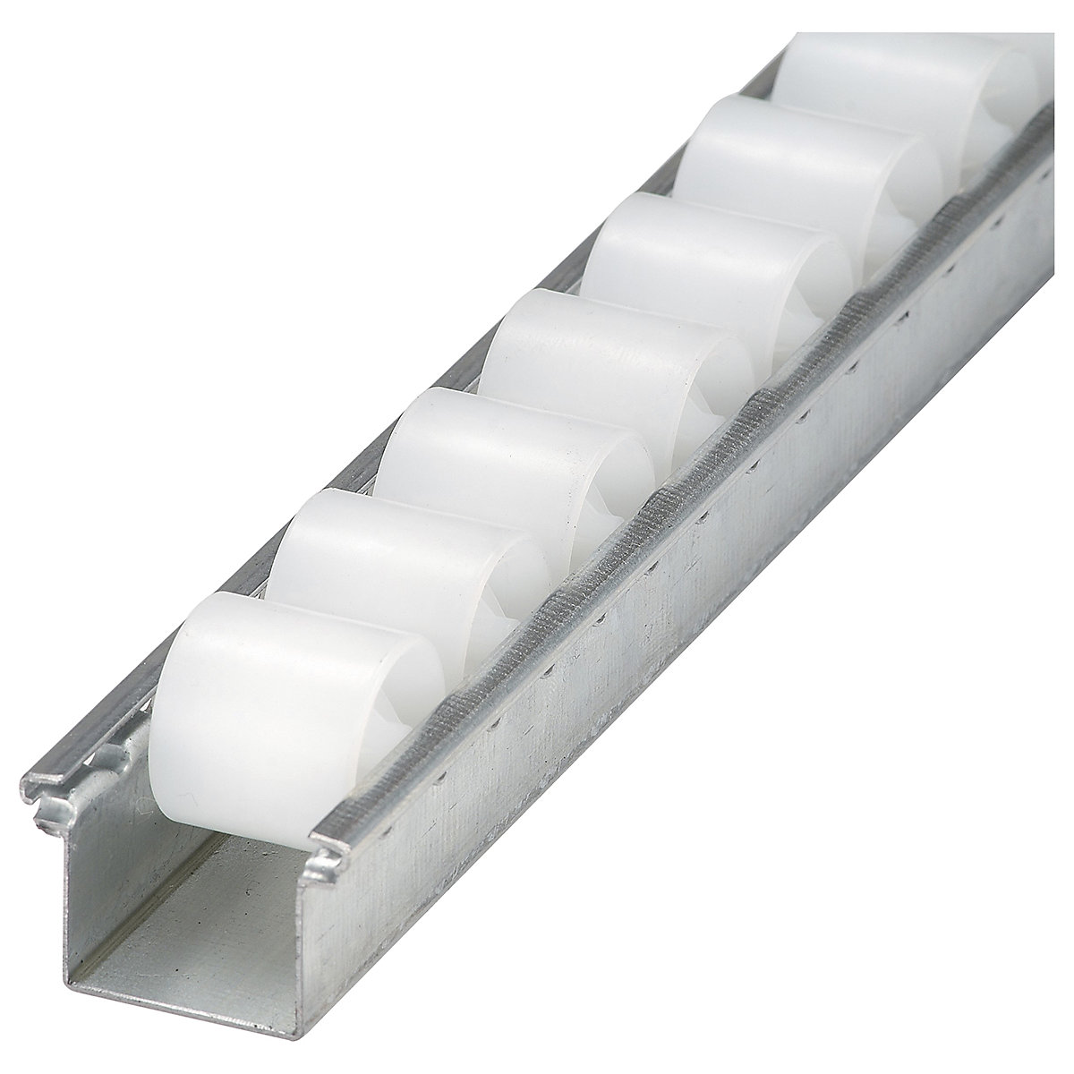 Medium Duty Roller Track with White Plastic Rollers