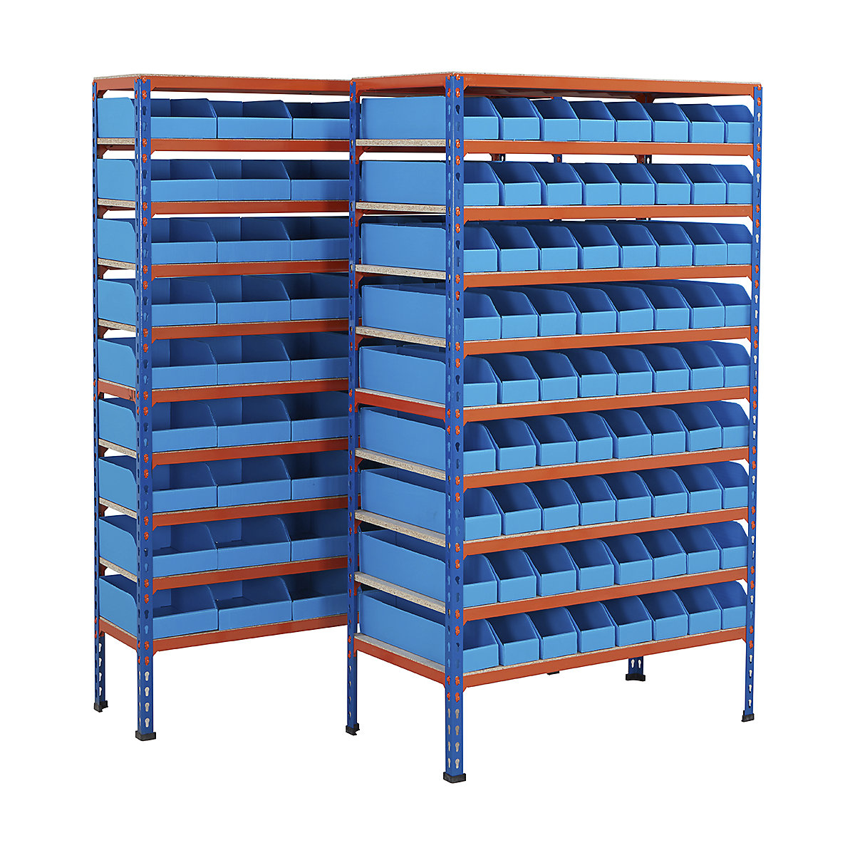 BiG200 Blue & Orange Shelving With Correx Plastic Bins Kits