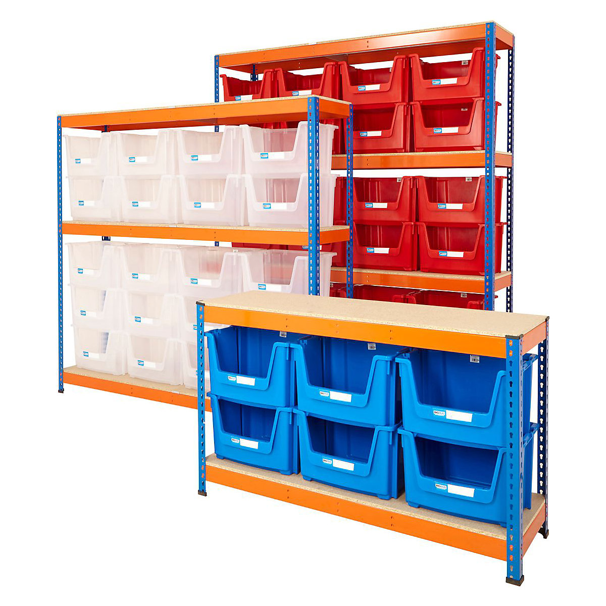 BiG400 Stacking Pick Bin Shelving Kits Blue & Orange