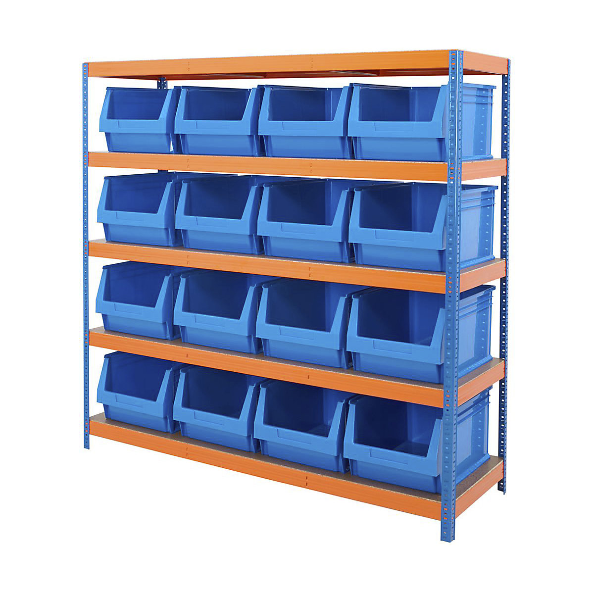 BiGDUG Essentials Industrial Shelving with Plastic Parts Bins