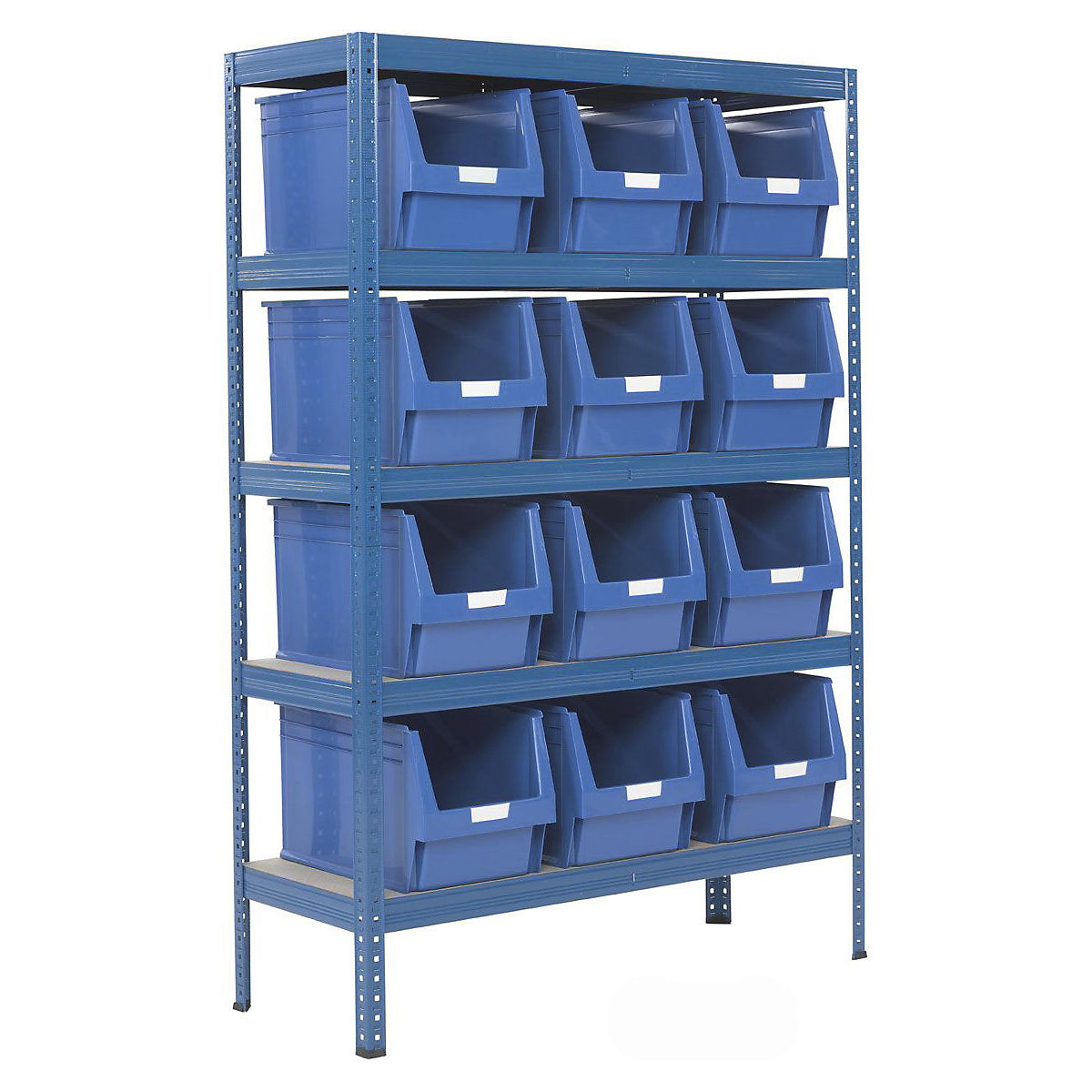 BiGDUG Essentials Shelving with Plastic Parts Bin Kit, BiGDUG Essentials Shelving with Plastic Parts Bin Kit, BiGDUG Essentials Shelving Unit | 1780h x 1200w x 450d mm | 5 Levels | Blue | 265kg UDL with 12x B59 Clear Bins | 300h x 303w x 500d mm-7