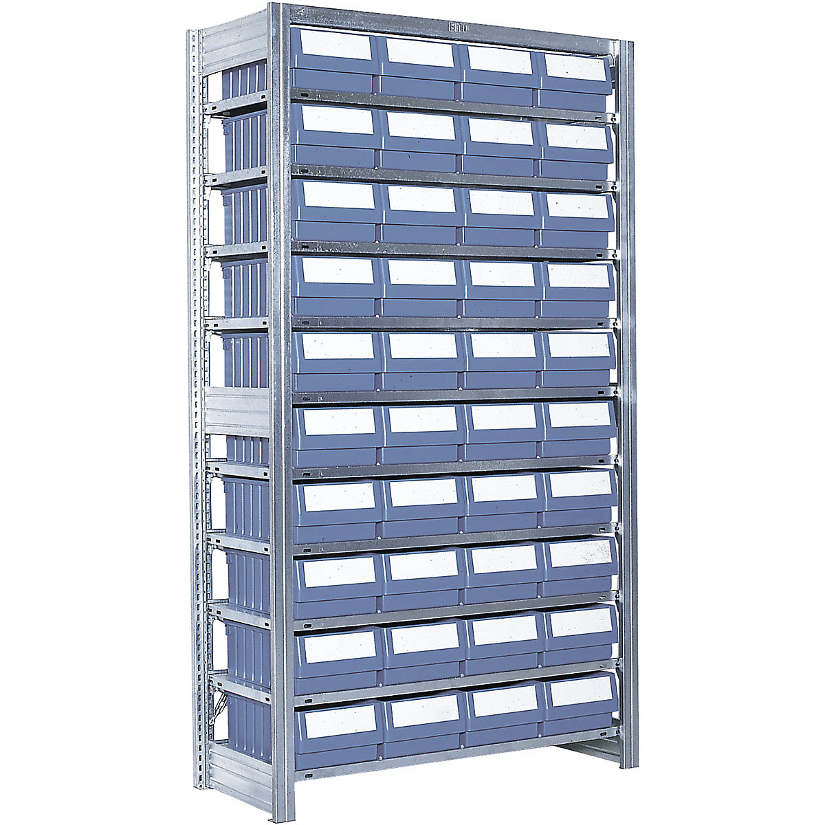 High Density Galvanised Shelving with Plastic Parts Shelf Bins