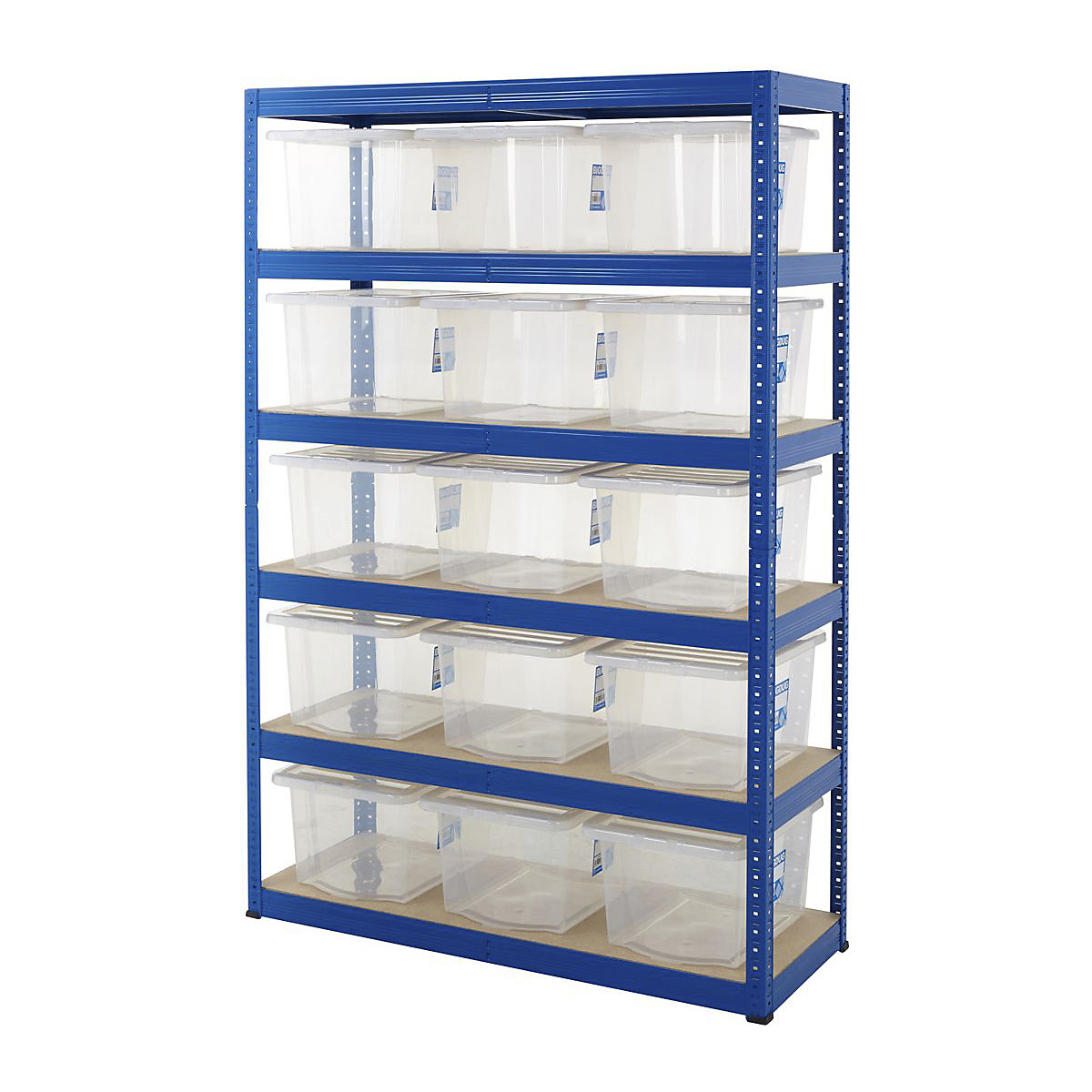 BiGDUG Essentials Shelving with 31 Litre Wham Economy Plastic Boxes Kit