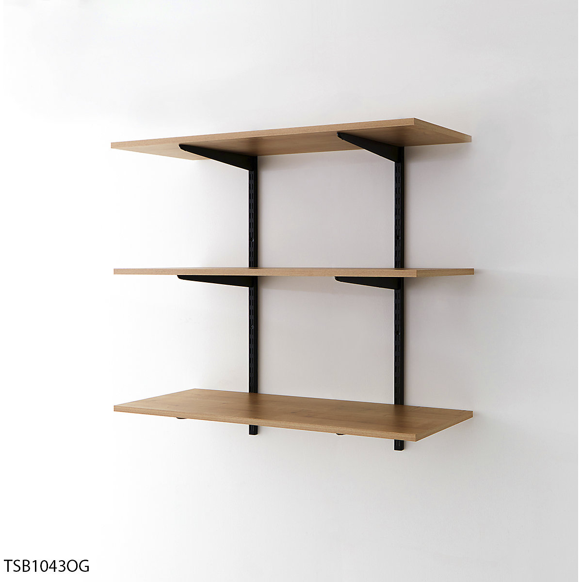 Garage Wall Mounted Shelving Kits In Black with Oak Melamine Shelves (Product illustration 3)-2