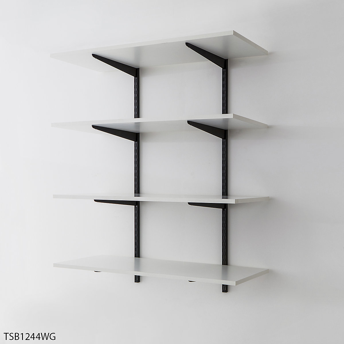 Garage Wall Mounted Shelving Kits In Black with White Melamine Shelves (Product illustration 4)-3