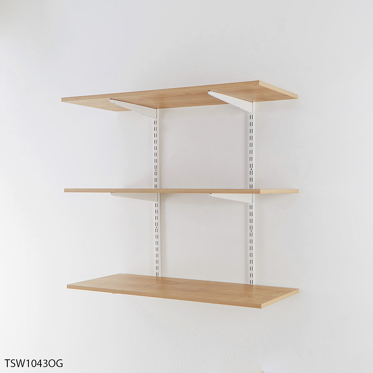 Garage Wall Mounted Shelving Kits In White with Oak Melamine Shelves (Product illustration 3)-2