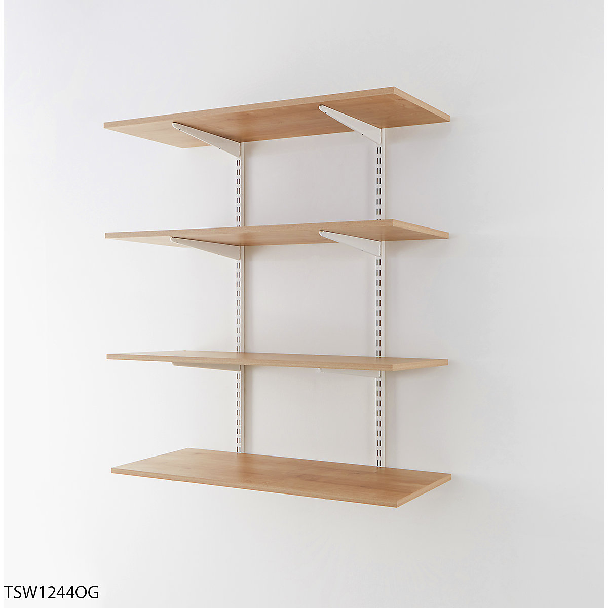 Garage Wall Mounted Shelving Kits In White with Oak Melamine Shelves (Product illustration 4)-3