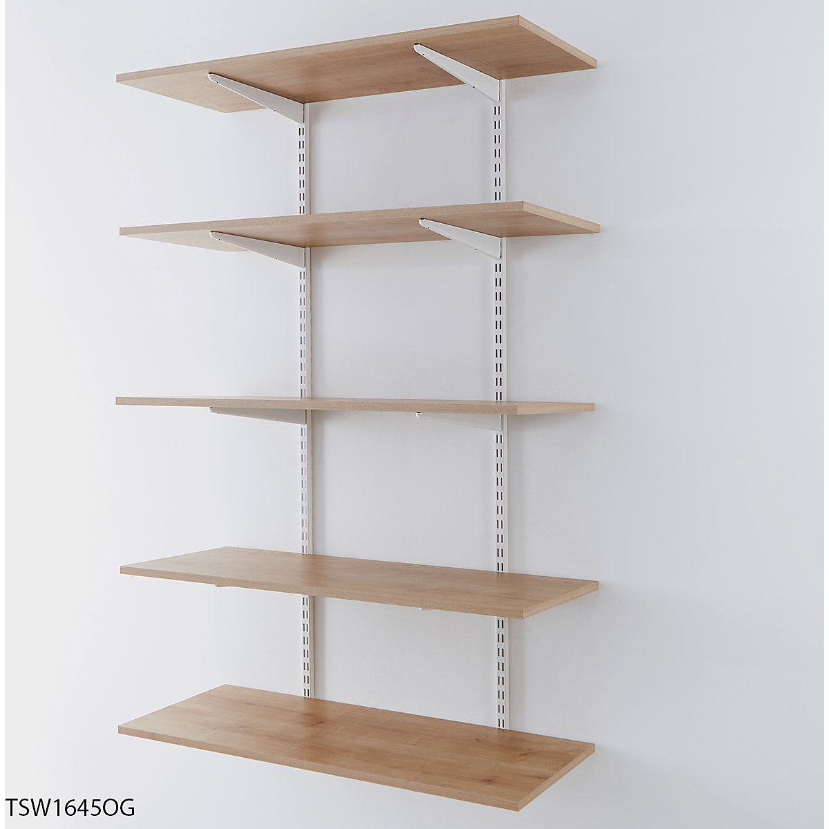 Garage Wall Mounted Shelving Kits In White with Oak Melamine Shelves (Product illustration 5)-4