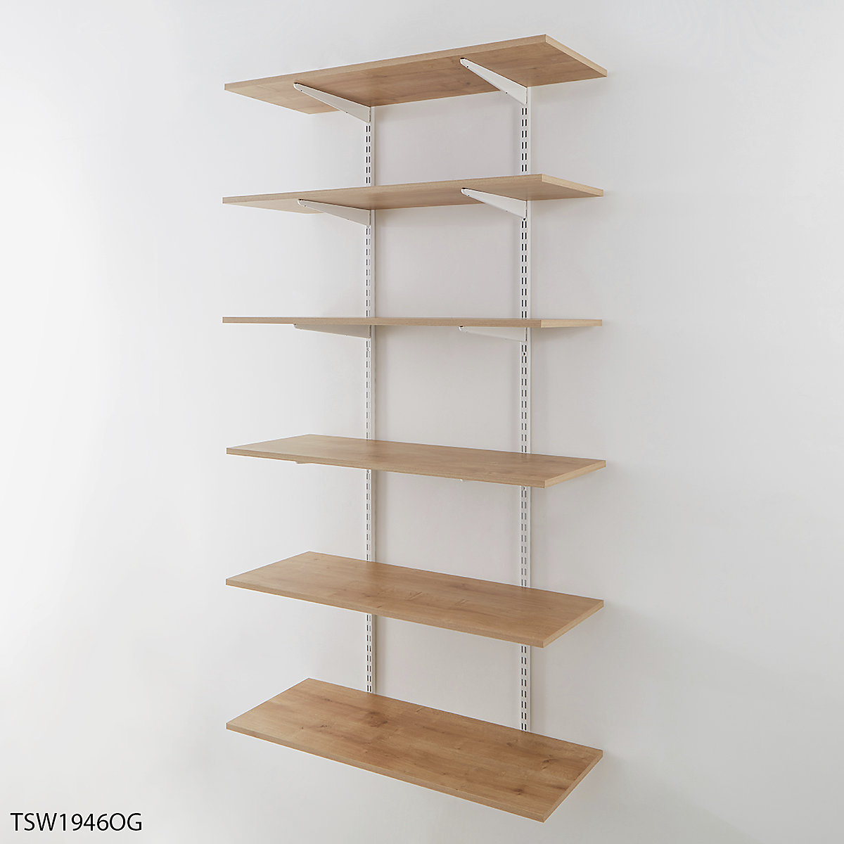 Garage Wall Mounted Shelving Kits In White with Oak Melamine Shelves (Product illustration 6)-5