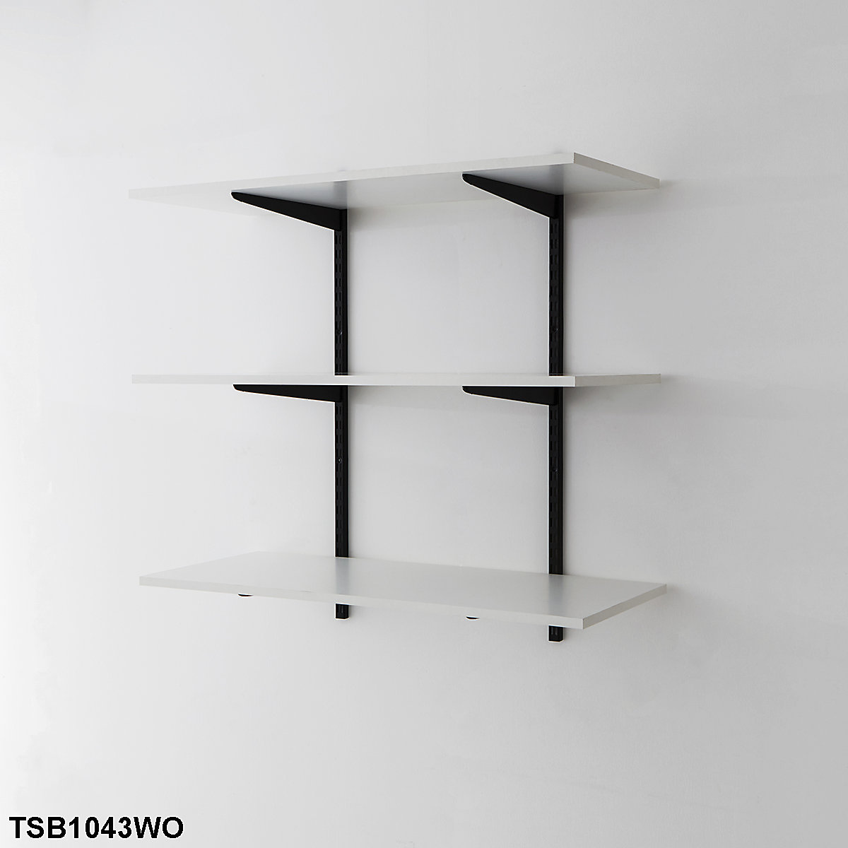 Twin Slot Black Wall Mounted Shelving Kits With White Melamine Shelves (Product illustration 3)-2