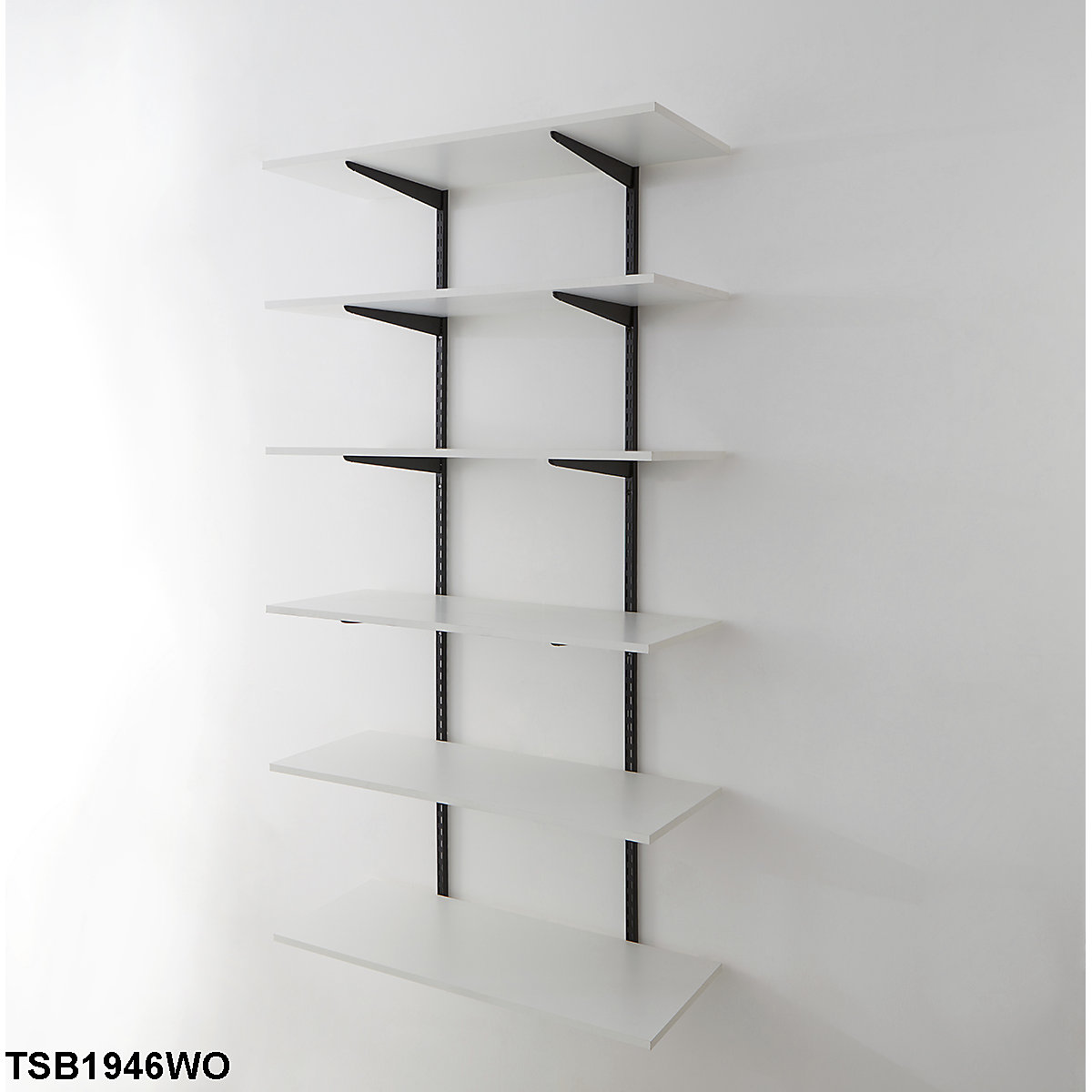 Twin Slot Black Wall Mounted Shelving Kits With White Melamine Shelves (Product illustration 6)-5