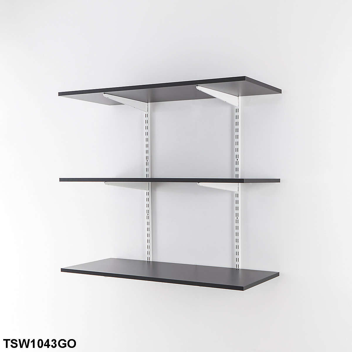 Twin Slot White Wall Mounted Shelving Kits With Graphite Grey Melamine Shelves (Product illustration 3)-2