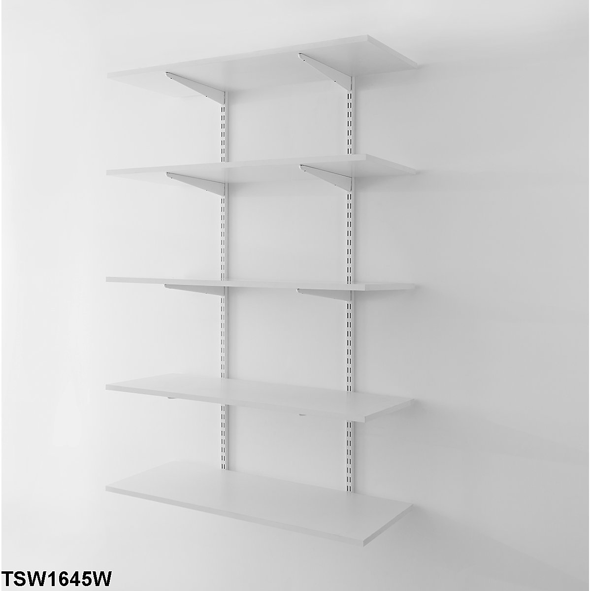 Twin Slot White Wall Mounted Shelving Kits With White Melamine Shelves (Product illustration 5)-4