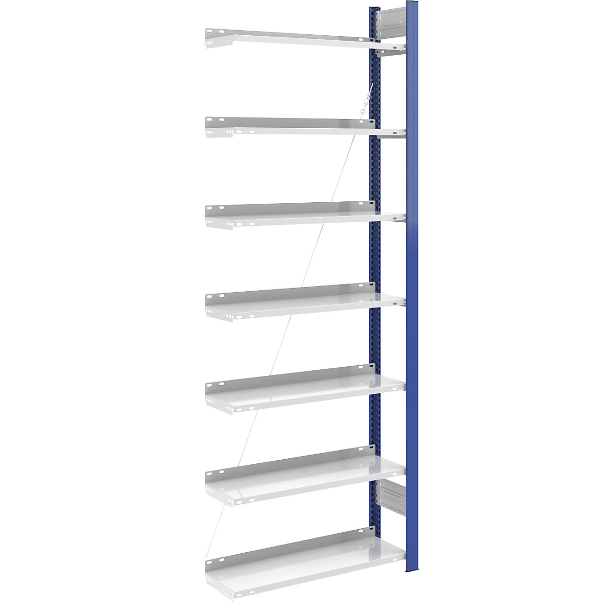 Boltless file shelving unit – hofe, single sided, height 2350 mm, WxD 750 x 300 mm, extension shelf unit, blue / grey-11