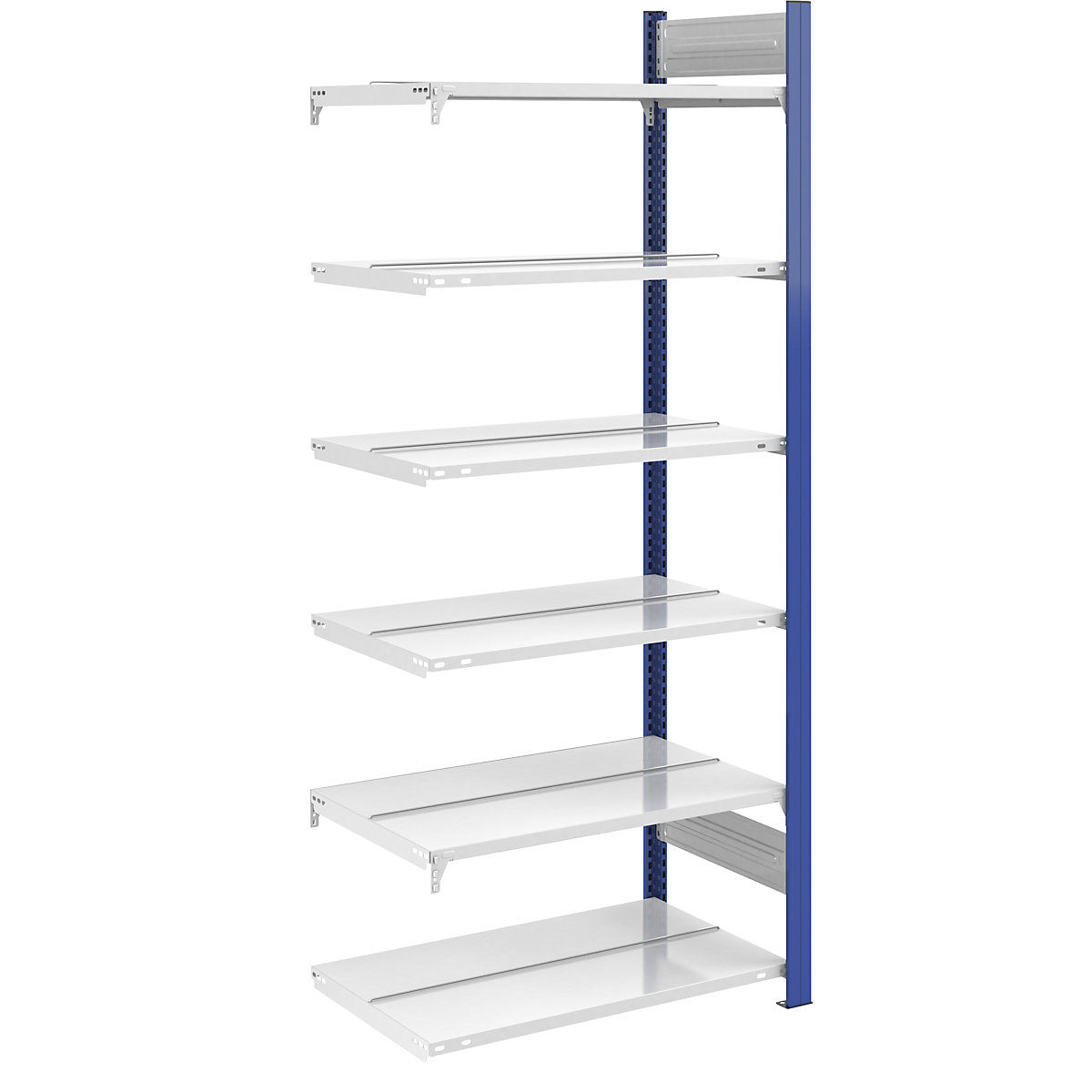 Boltless file shelving unit – hofe, double sided, height 2000 mm, WxD 750 x 600 mm, extension shelf unit, blue / grey-10