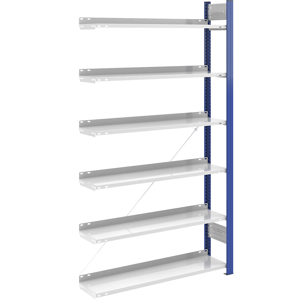 Boltless file shelving unit – hofe, single sided, height 2000 mm, WxD 1000 x 300 mm, extension shelf unit, blue / grey-6