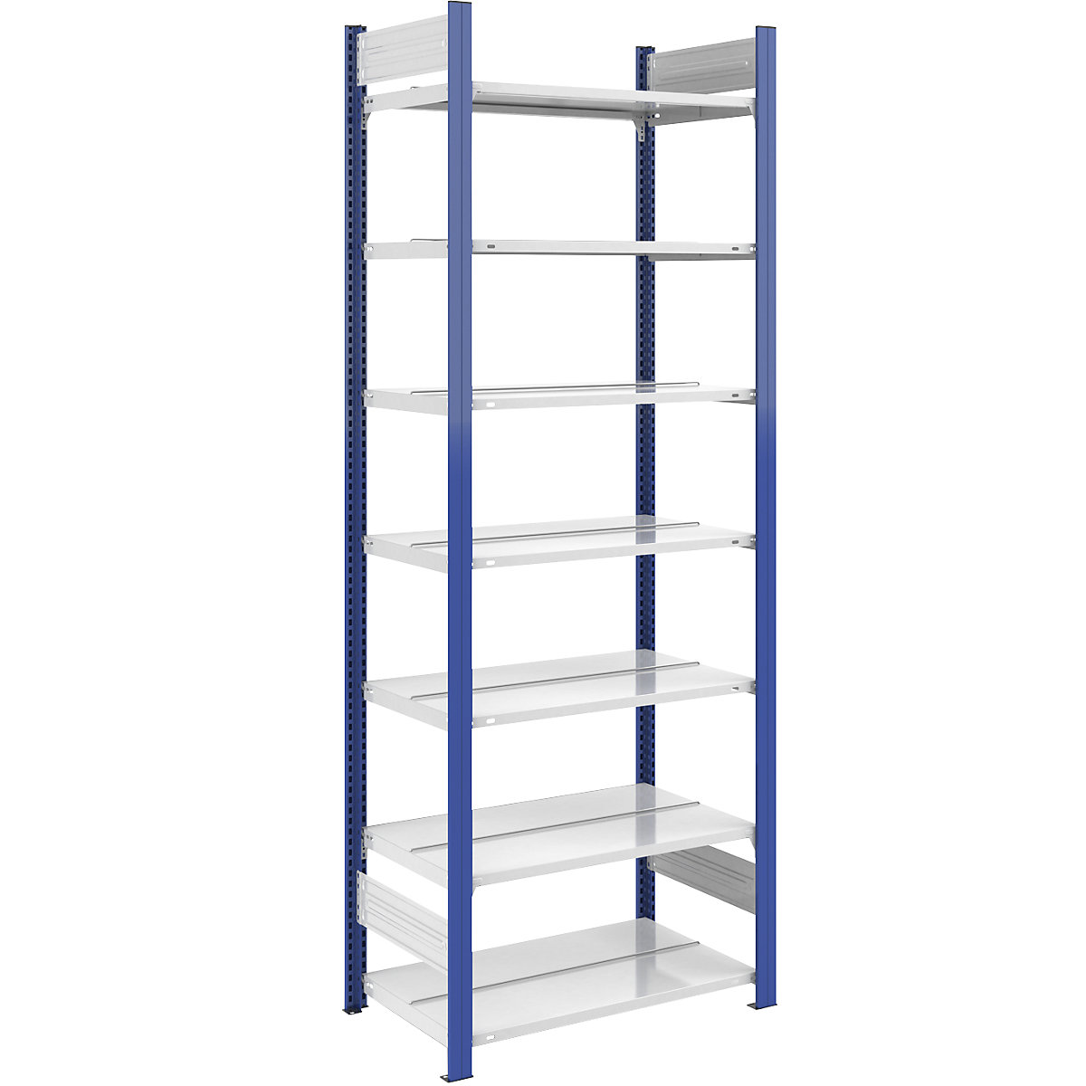 Boltless file shelving unit – hofe, double sided, height 2350 mm, WxD 750 x 600 mm, standard shelf unit, blue / grey-10