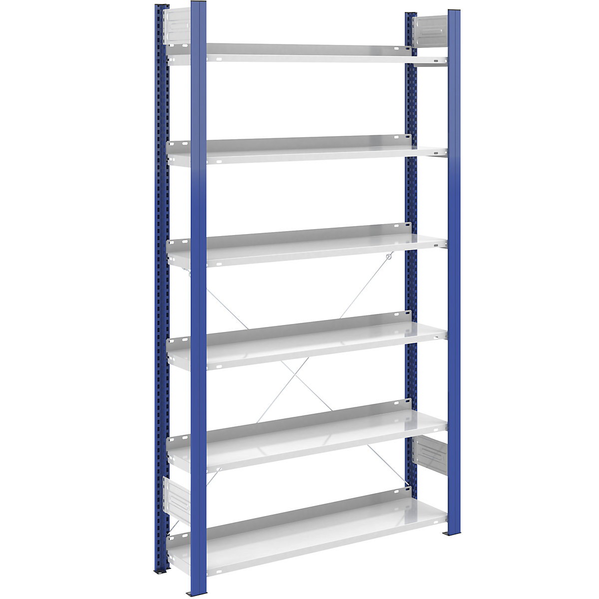 Boltless file shelving unit – hofe, single sided, height 2000 mm, WxD 1000 x 300 mm, standard shelf unit, blue / grey-8