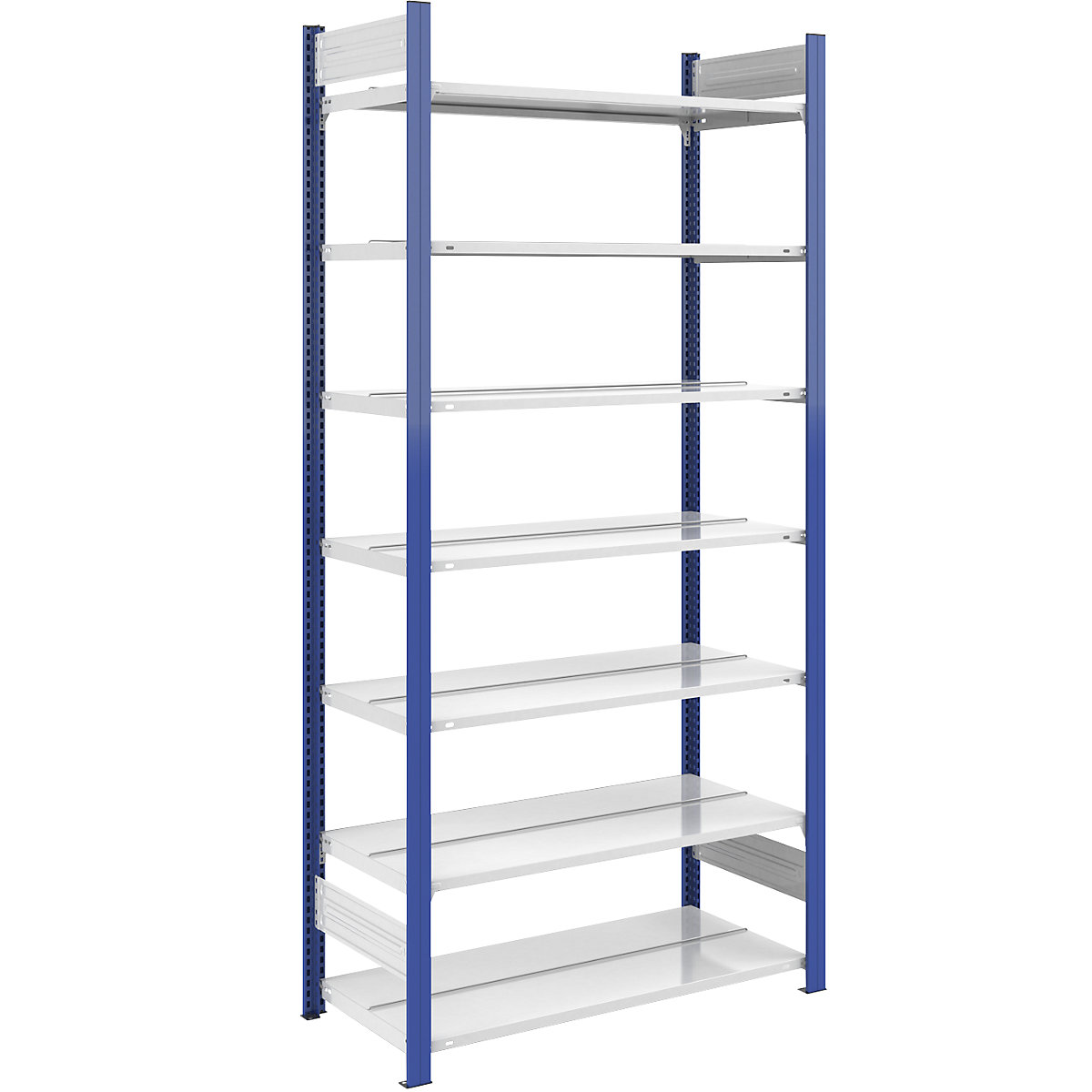 Boltless file shelving unit – hofe, double sided, height 2350 mm, WxD 1000 x 600 mm, standard shelf unit, blue / grey-8