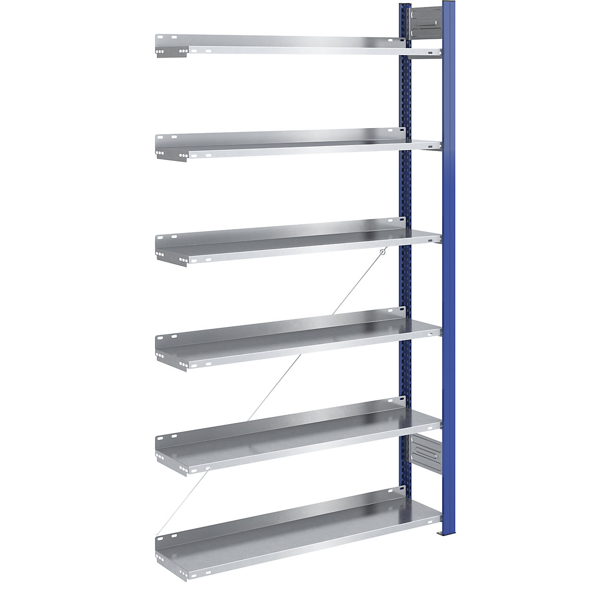 Boltless file shelving unit – hofe, single sided, height 2000 mm, WxD 1000 x 300 mm, extension shelf unit, blue / zinc plated-4