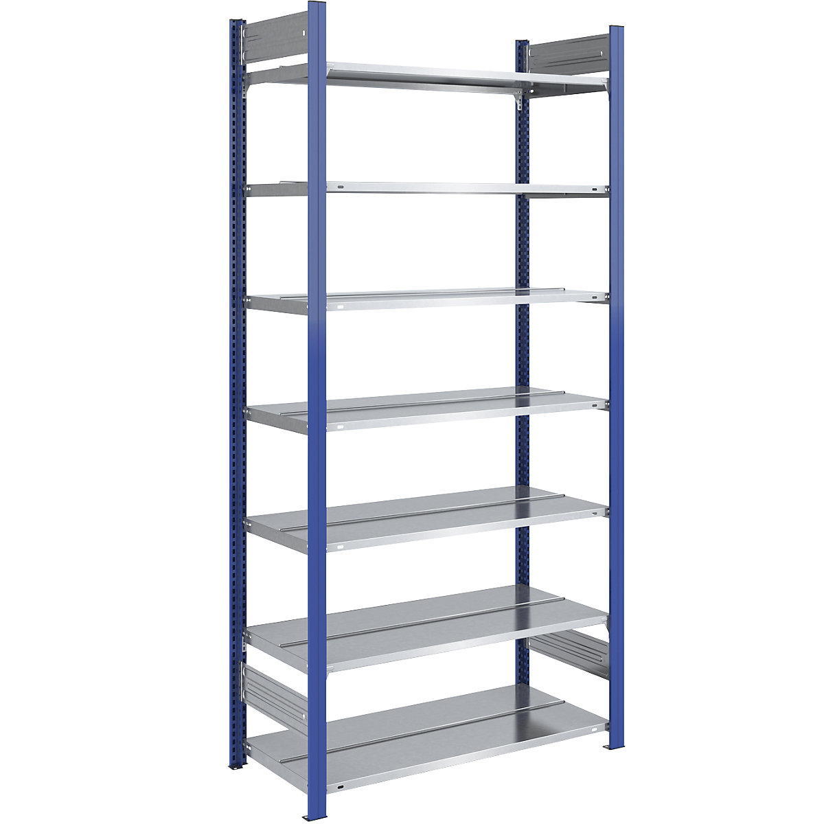 Boltless file shelving unit – hofe, double sided, height 2350 mm, WxD 1000 x 600 mm, standard shelf unit, blue / zinc plated-9