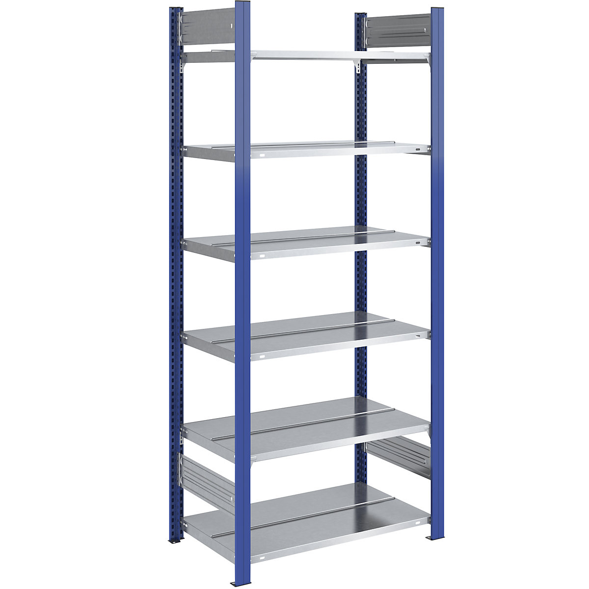 Boltless file shelving unit – hofe, double sided, height 2000 mm, WxD 750 x 600 mm, standard shelf unit, blue / zinc plated-9