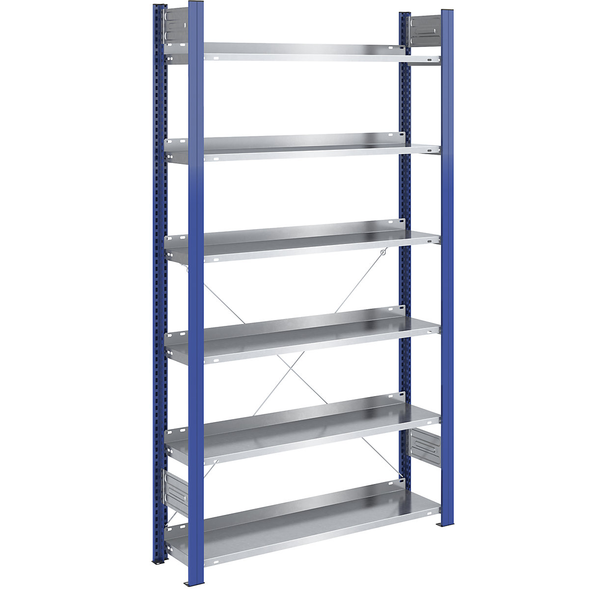 Boltless file shelving unit – hofe, single sided, height 2000 mm, WxD 1000 x 300 mm, standard shelf unit, blue / zinc plated-9