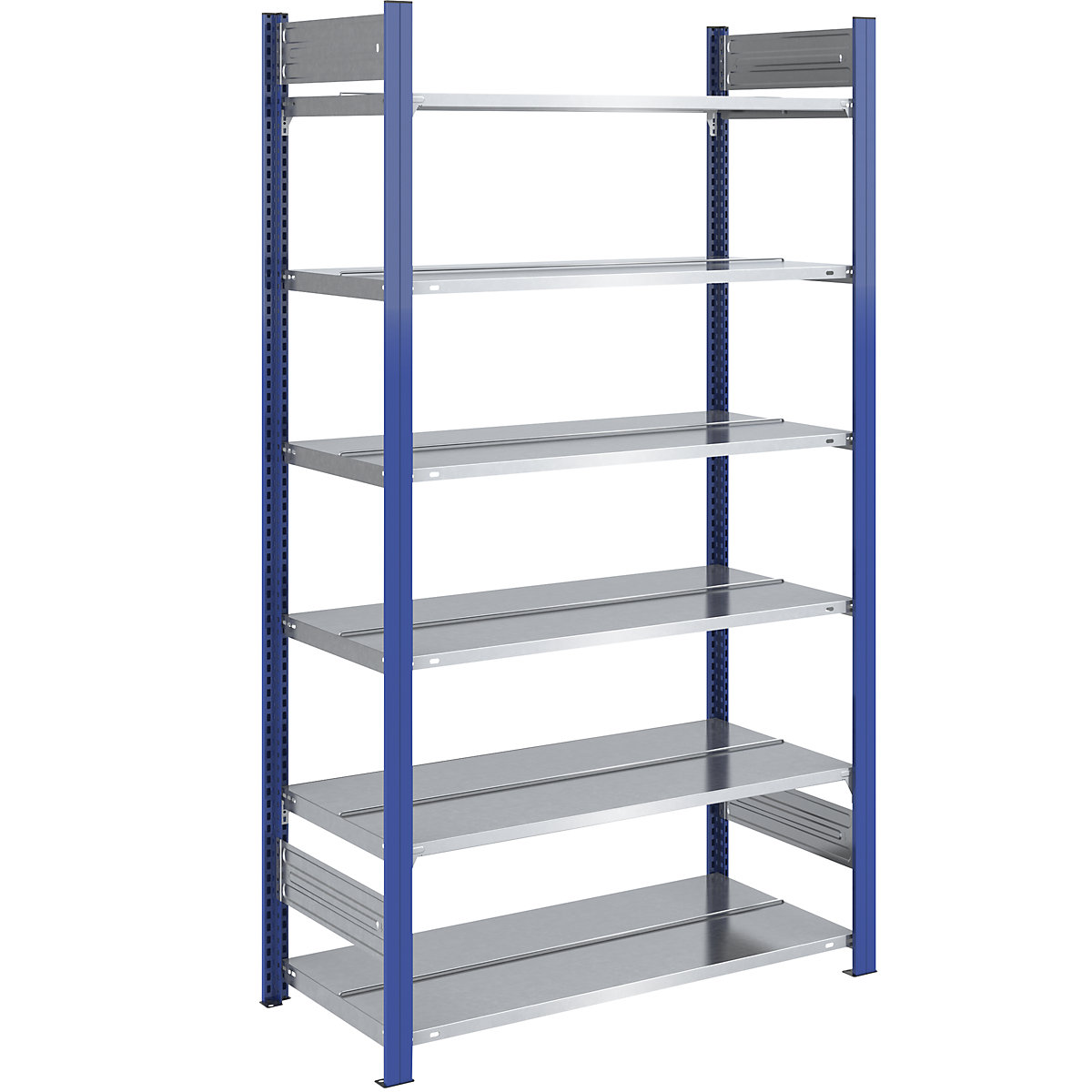 Boltless file shelving unit – hofe, double sided, height 2000 mm, WxD 1000 x 600 mm, standard shelf unit, blue / zinc plated-8