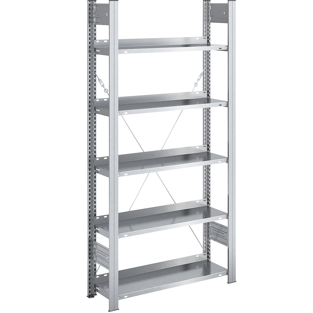 Boltless filing shelf unit, zinc plated – hofe, shelf height 1750 mm, single sided, standard shelf unit, WxD 750 x 300 mm-4