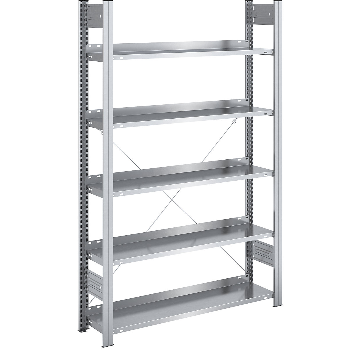 Boltless filing shelf unit, zinc plated – hofe, shelf height 1750 mm, single sided, standard shelf unit, WxD 1000 x 300 mm-5