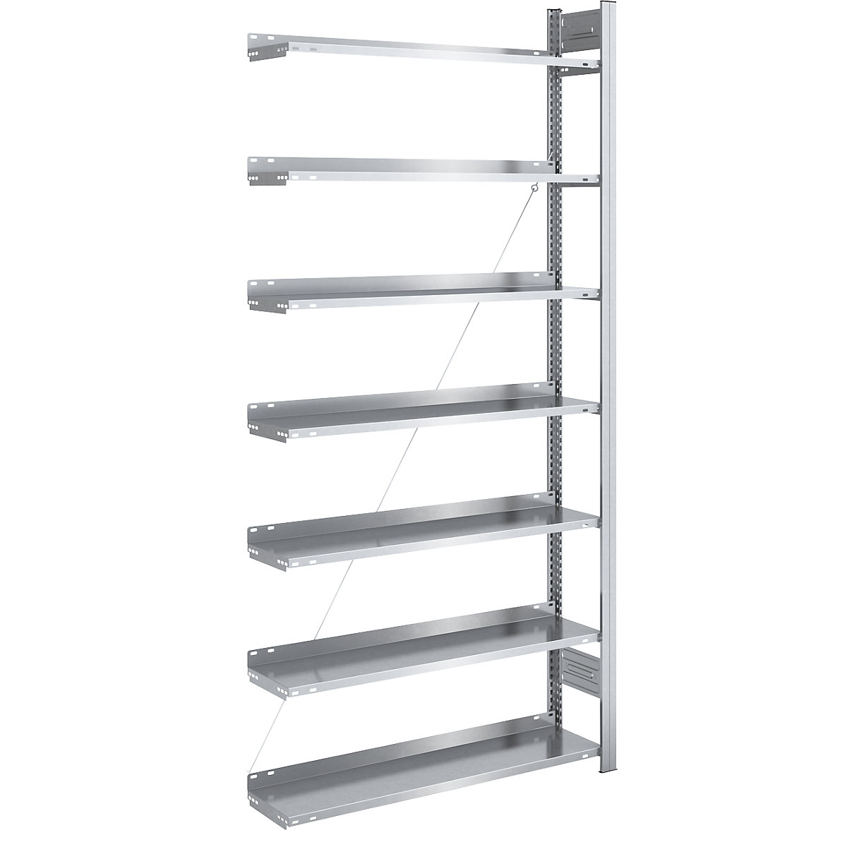 Boltless filing shelf unit, zinc plated – hofe, shelf height 2350 mm, single sided, extension shelf unit, WxD 1000 x 300 mm-7
