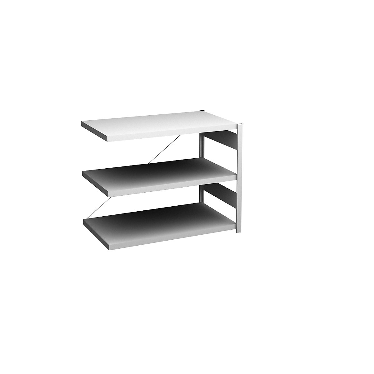 Sideboard shelving unit, light grey – hofe, height 825 mm, 3 shelves, extension shelf unit, shelf depth 600 mm, max. shelf load 140 kg-6