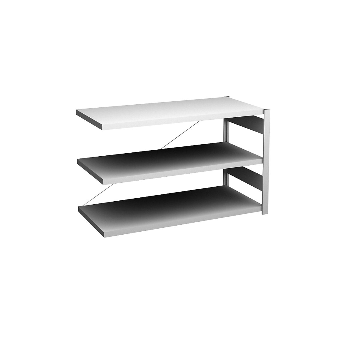 Sideboard shelving unit, light grey – hofe, height 825 mm, 3 shelves, extension shelf unit, shelf depth 600 mm, max. shelf load 190 kg-2