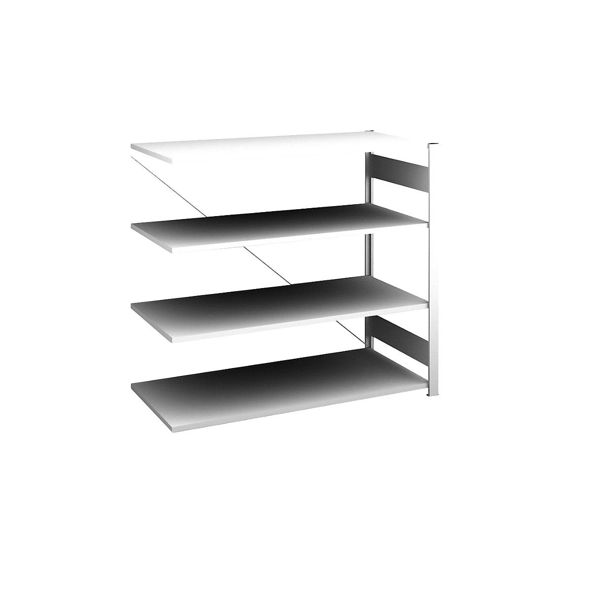 Sideboard shelving unit, light grey – hofe, height 1200 mm, 4 shelves, extension shelf unit, shelf depth 600 mm, max. shelf load 190 kg-2