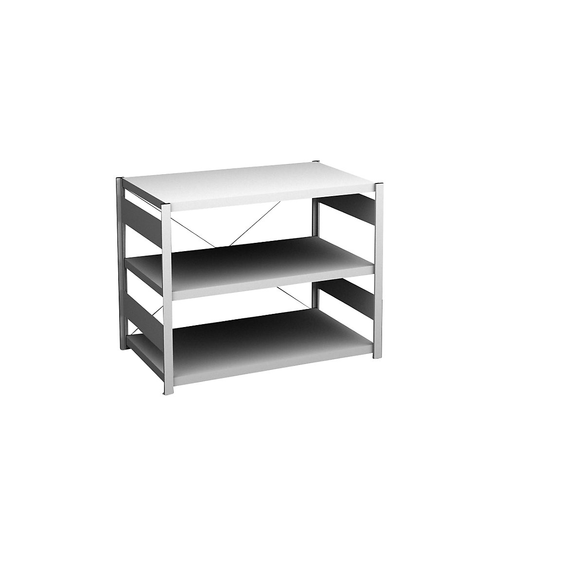 Sideboard shelving unit, light grey – hofe, height 825 mm, 3 shelves, standard shelf unit, shelf depth 600 mm, max. shelf load 140 kg-9