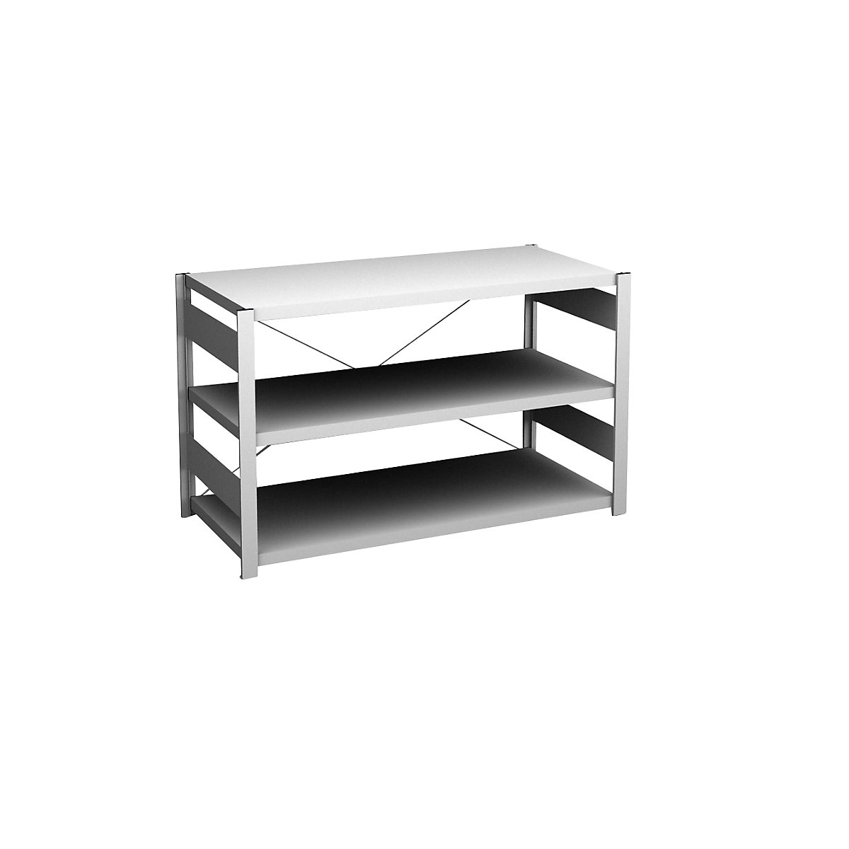 Sideboard shelving unit, light grey – hofe, height 825 mm, 3 shelves, standard shelf unit, shelf depth 600 mm, max. shelf load 190 kg-8