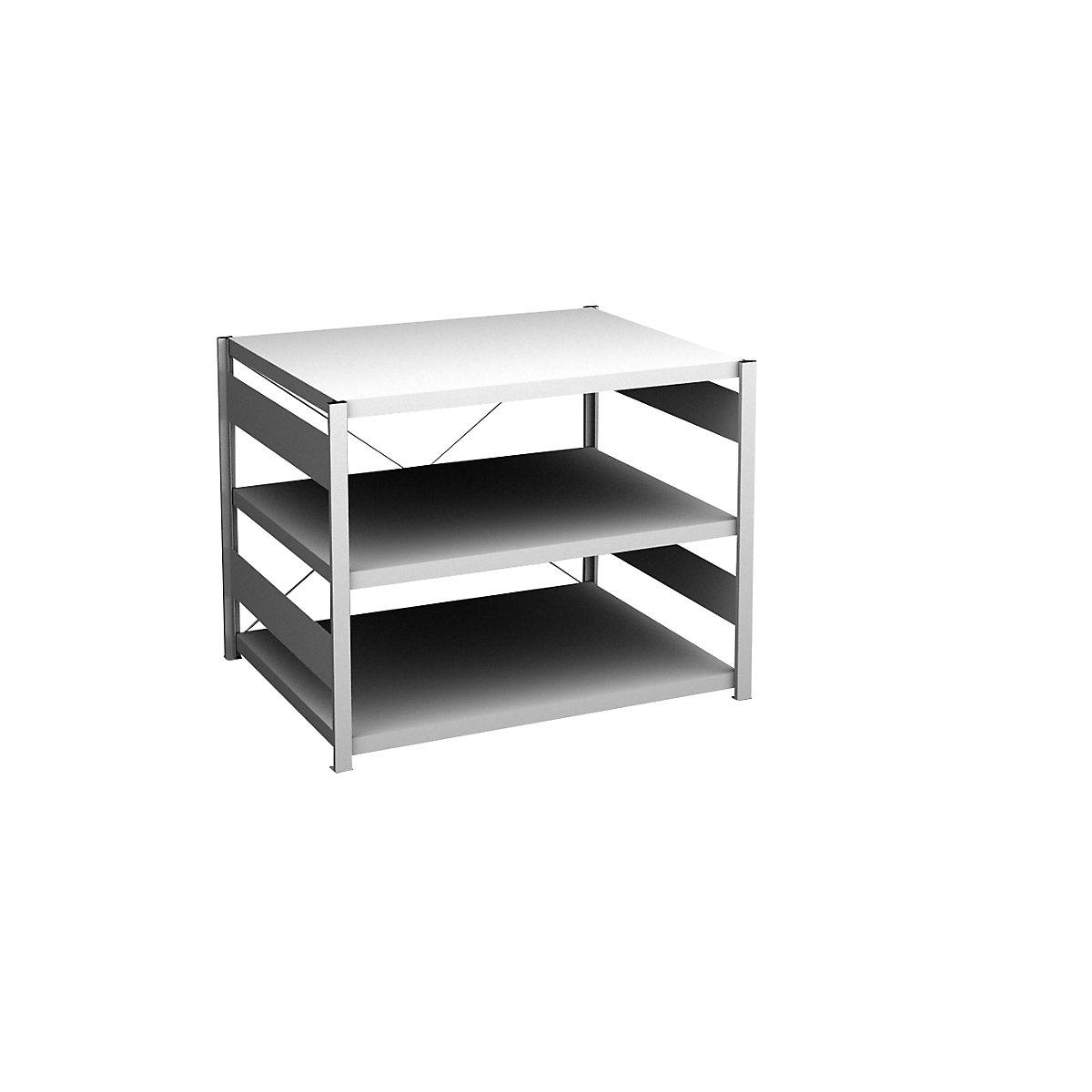 Sideboard shelving unit, light grey – hofe, height 825 mm, 3 shelves, standard shelf unit, shelf depth 800 mm, max. shelf load 130 kg-3