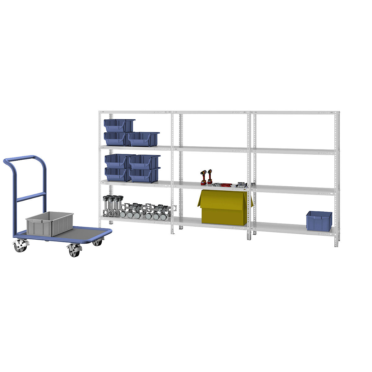 EUROKRAFTpro Bolttogether shelf unit, light duty, plastic coated