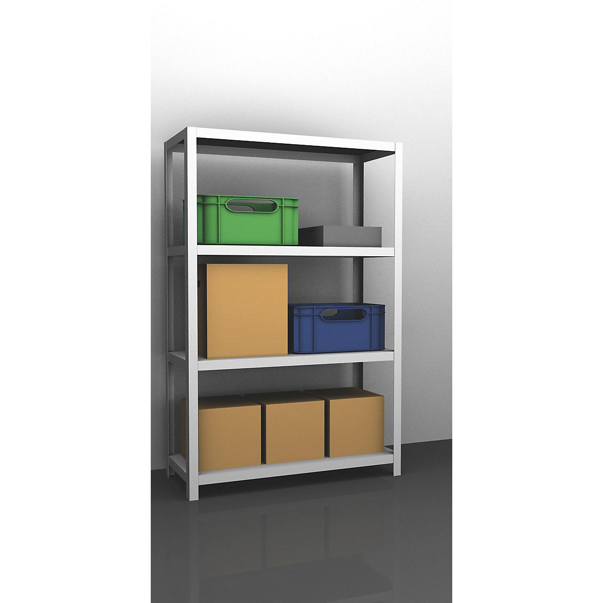 Bolt-together shelf unit, light duty, plastic coated – eurokraft pro, shelf unit height 1500 mm, shelf width 1000 mm, depth 300 mm, standard shelf unit-13