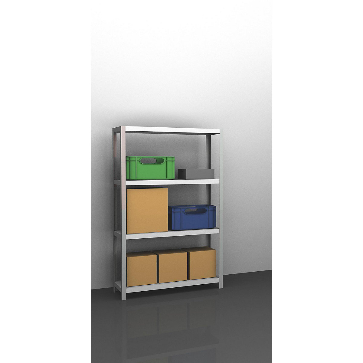 Bolt-together shelf unit, light duty, plastic coated – eurokraft pro, shelf unit height 1500 mm, shelf width 1000 mm, depth 400 mm, standard shelf unit-11