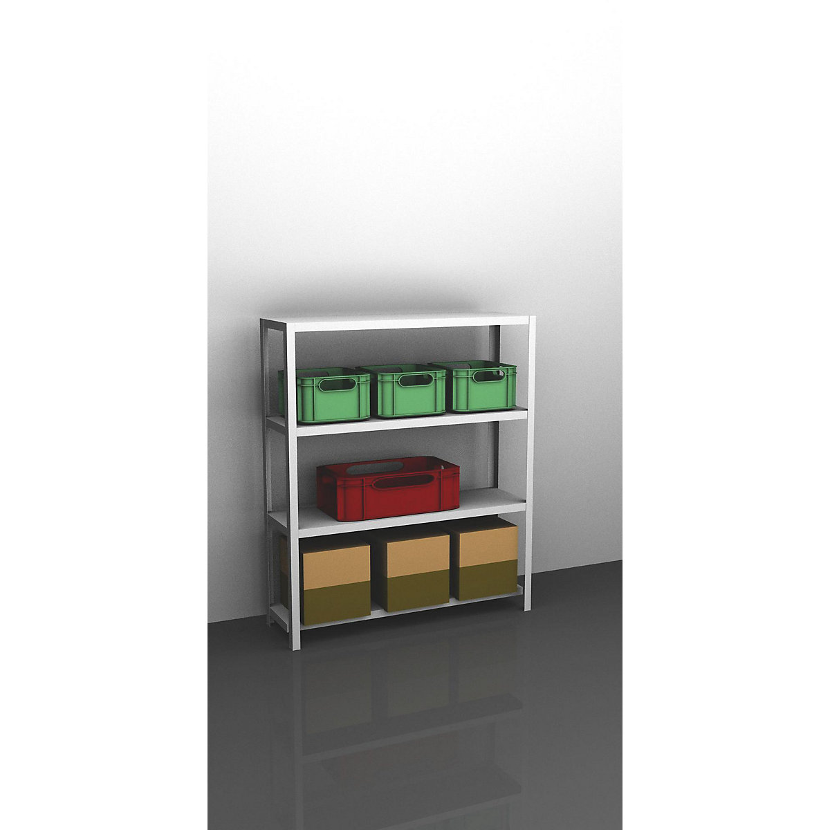 Bolt-together shelf unit, light duty, plastic coated – eurokraft pro, shelf unit height 1500 mm, shelf width 1300 mm, depth 400 mm, standard shelf unit-11